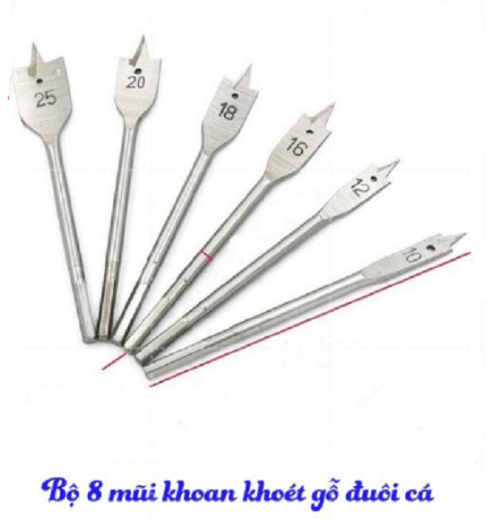 Bộ 8 mũi khoan khoét gỗ đuôi cá