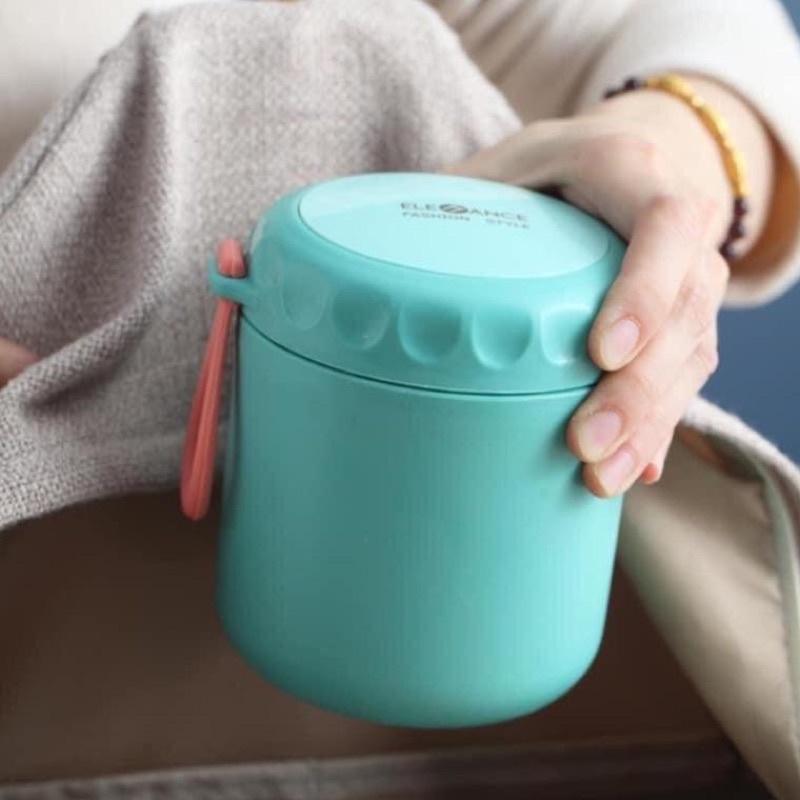 Bình Ủ CháoTẶNG KÈM THÌA Hộp Đựng Canh Giữ Nhiệt Cao Cấp Lõi Inox 304 Không Gỉ Có Nắp Vặn Chống Tràn Quai Cầm 430 ML