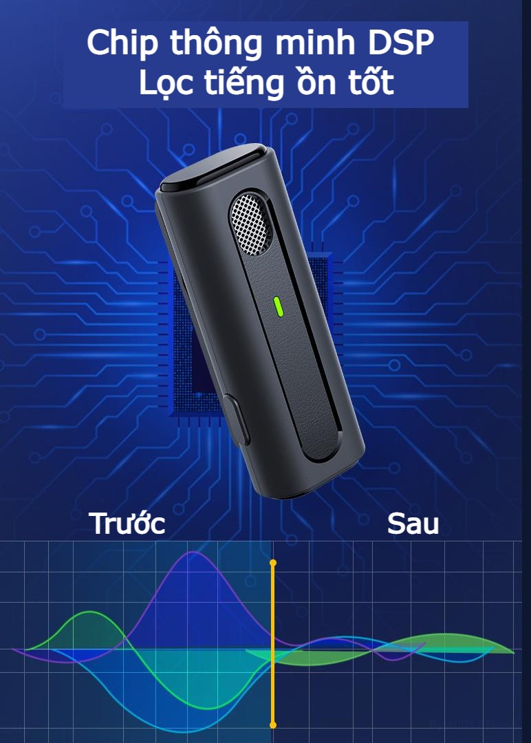 Micro thu âm, Mic livestream cài áo, giảm tiếng ồn, bắt âm tốt, thu âm chuyên nghiệp - Micro không dây bluetooth tương thích nhiều thiết bị, kết nối cho điện thoại, máy tính, máy quay