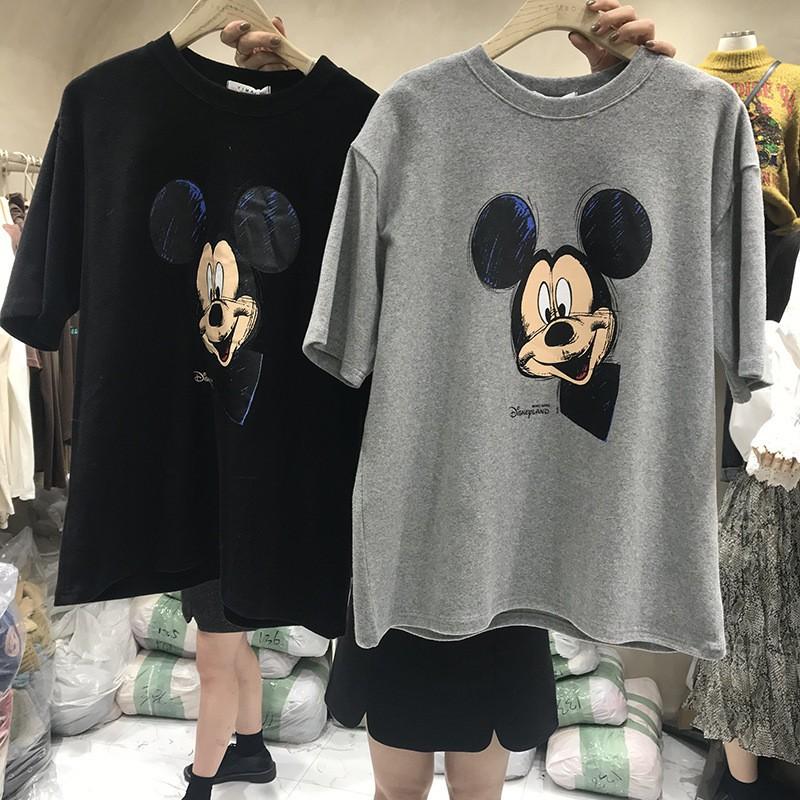 Áo Phông Nữ Uzzang Mùa Hè Hình Mickey 2021