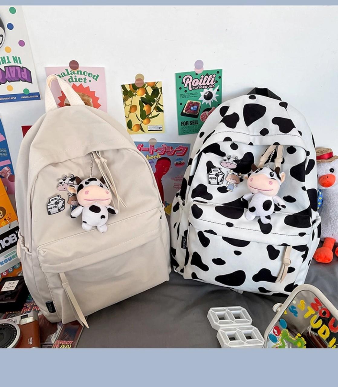 Balo thời trang nam nữ ulzzang thời trang cao cấp họa tiết bò sữa hàng chuẩn chất lượng