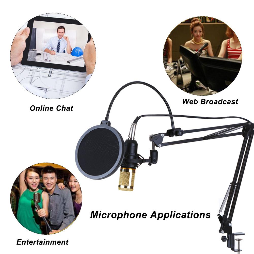 Multifunctional Live Sound Card and Suspension Microphone Kit Broadcasting Recording Condenser Microphone Set Intelligent Audio Mixer Sound Card for Computer PC Live Sound