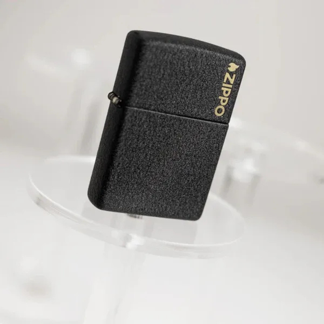 Bật Lửa Zippo Classic Black Crackle Chính Hãng – Zippo Regular Standard Đen Nhám Logo Khắc Laser – Chống Gió Mỹ