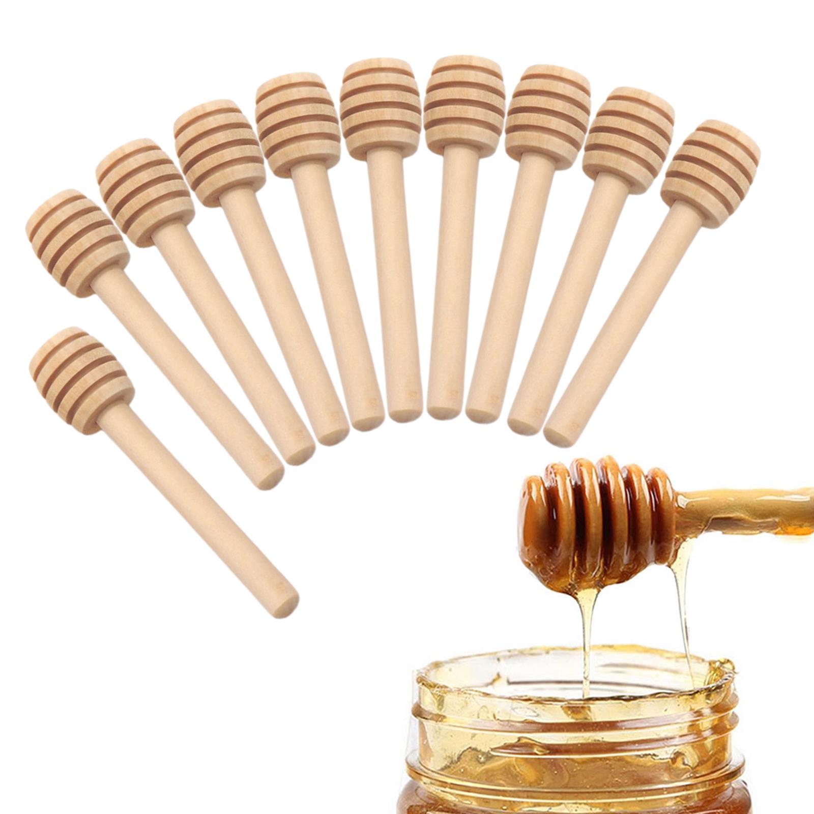 10pcs Honey Dipper Stick, 3 Inch 4 Inch Mini Wood Honey Stirrer Wand for Honey Jar Dispense Drizzle Honey, Wedding Party Favors