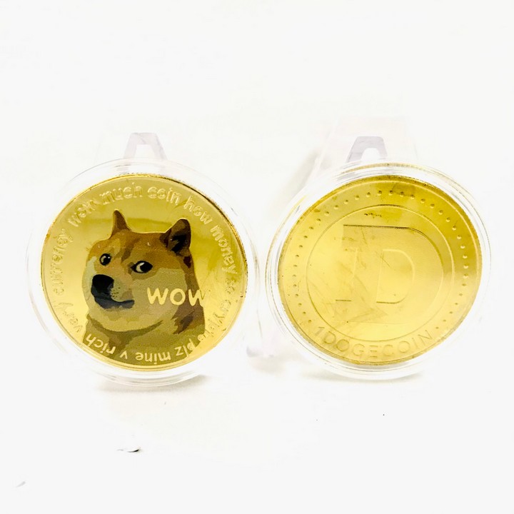 Xu kỷ niệm Dogecoin Vàng Dùng để sưu tầm, giải trí trang trí bàn sách, bàn làm việc, làm quà tặng dễ thương ý nghĩa, kích thước 4cm, màu vàng - TMT Collection - SP005311