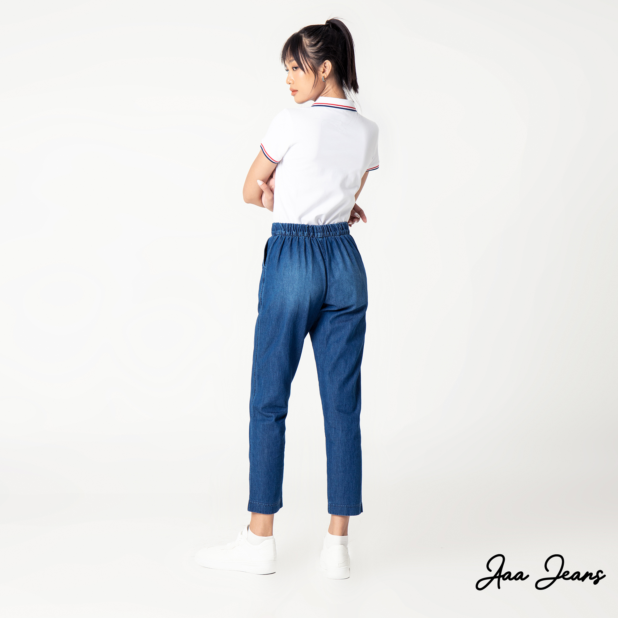 Quần Jeans Nữ Lưng Thun Ống Suông Relax Fit Aaa Jeans