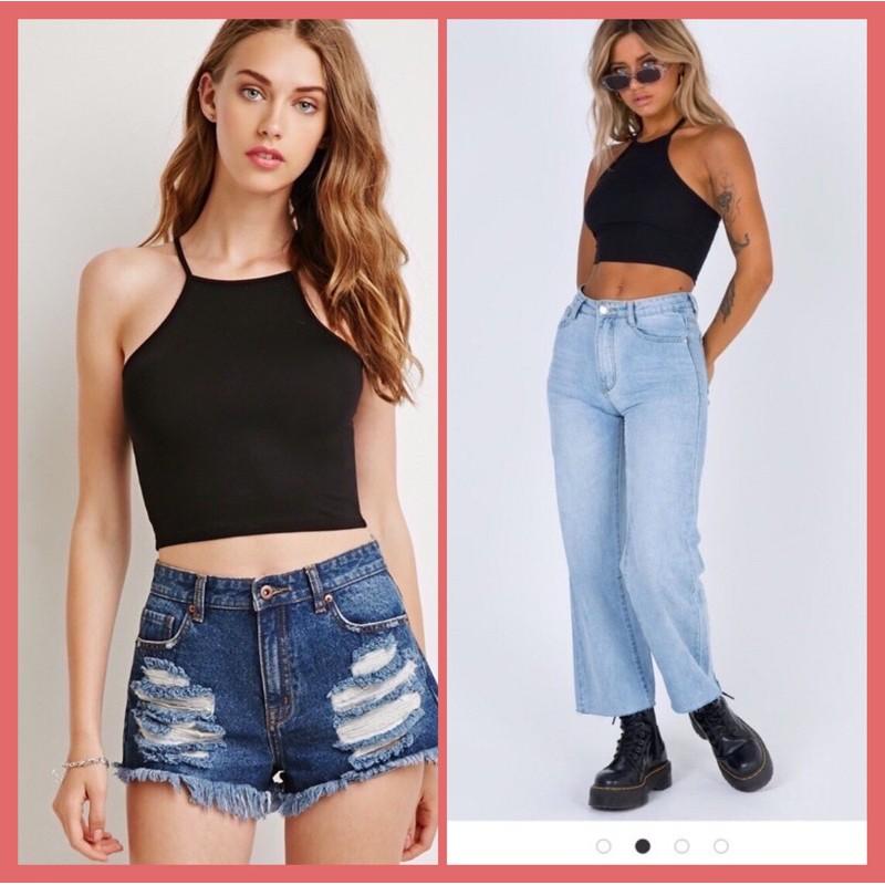 Áo thun croptop cổ yếm F21 vnxk