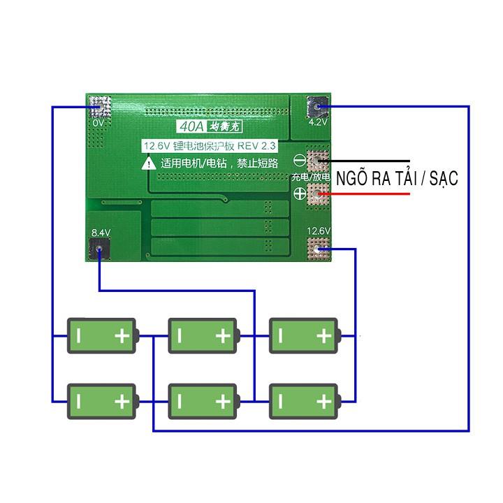 Mạch 2s, 3s, 4s - 40A, sạc cân bằng và bảo vệ pin Li-ion 3.7V.