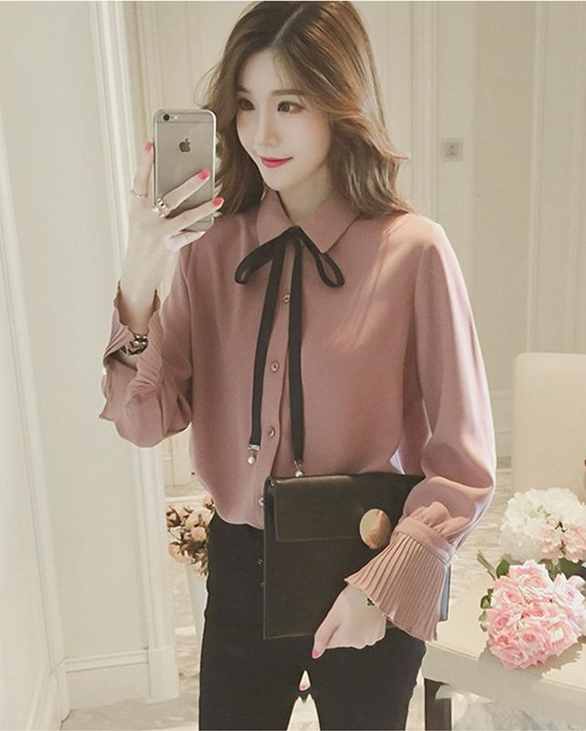 Áo sơ mi tay loe nữ tính thời trang RS007