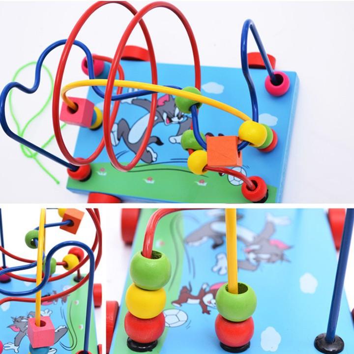 Xe đồ chơi bằng gỗ, xe xâu chuỗi luồn hạt gỗ, đồ chơi an toàn cho bé giúp trẻ kích thích giác quan hỗ trợ phát triển trí tuệ bằng đồ chơi thông minh – Tặng Kèm Móc Khóa.