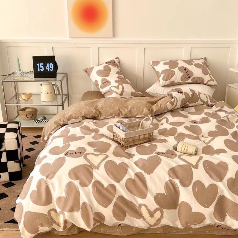 Set Cotton Living 100%cotton Hàng Nhập Khẩu Cao Cấp 4 Món Trái Tim  Nhỏ