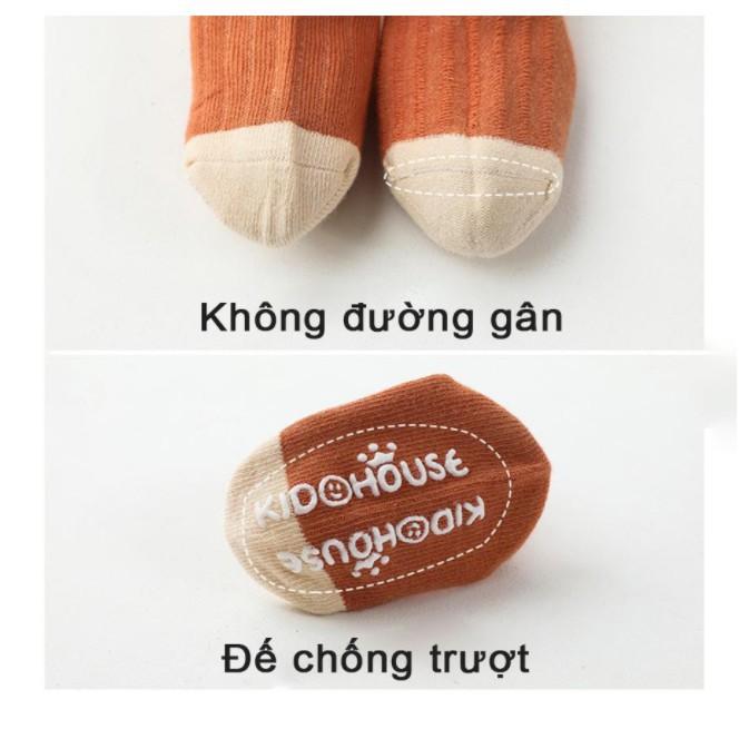 Tất cho bé cotton 100% chống trượt trơn 8 màu cho bé trai, bé gái đi thu đông cực xinh