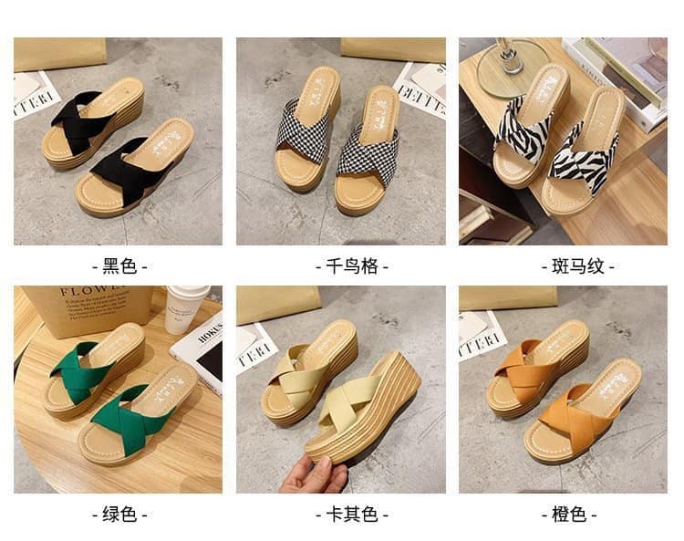 Dép Đế Xuồng Quai Xoắn Cao 7cm Sz 38