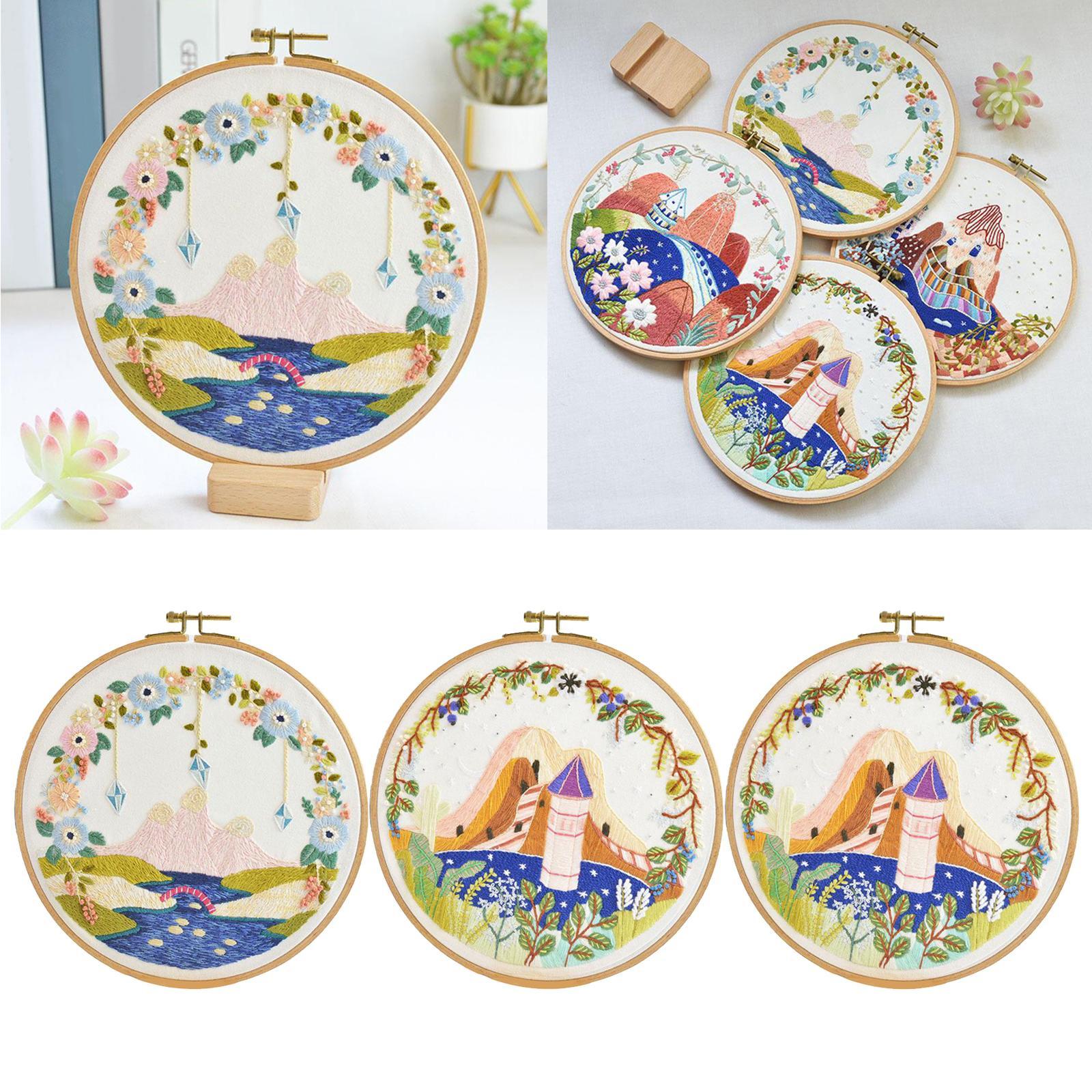 Funny Embroidery Starter Kit Cross Stitch Kit Include Embroidery Clothes with Color Threads and Tools for Beginners