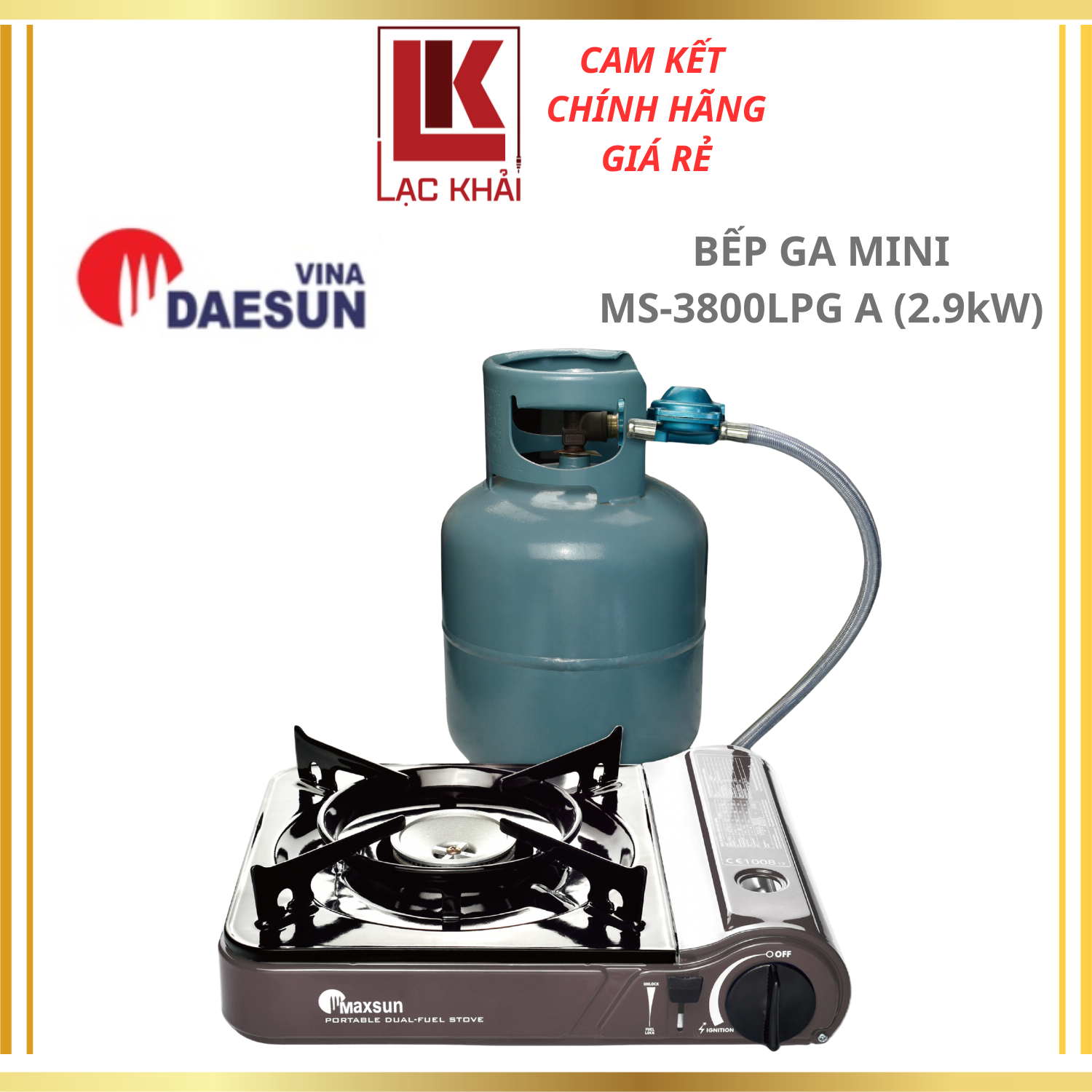 Bếp Ga Mini 2 Chiều Maxsun MS-3800LPG A - Công Suất 2900W, Phủ Sứ Cao Cấp - Hàng chính hãng - Bảo Hành 12 Tháng