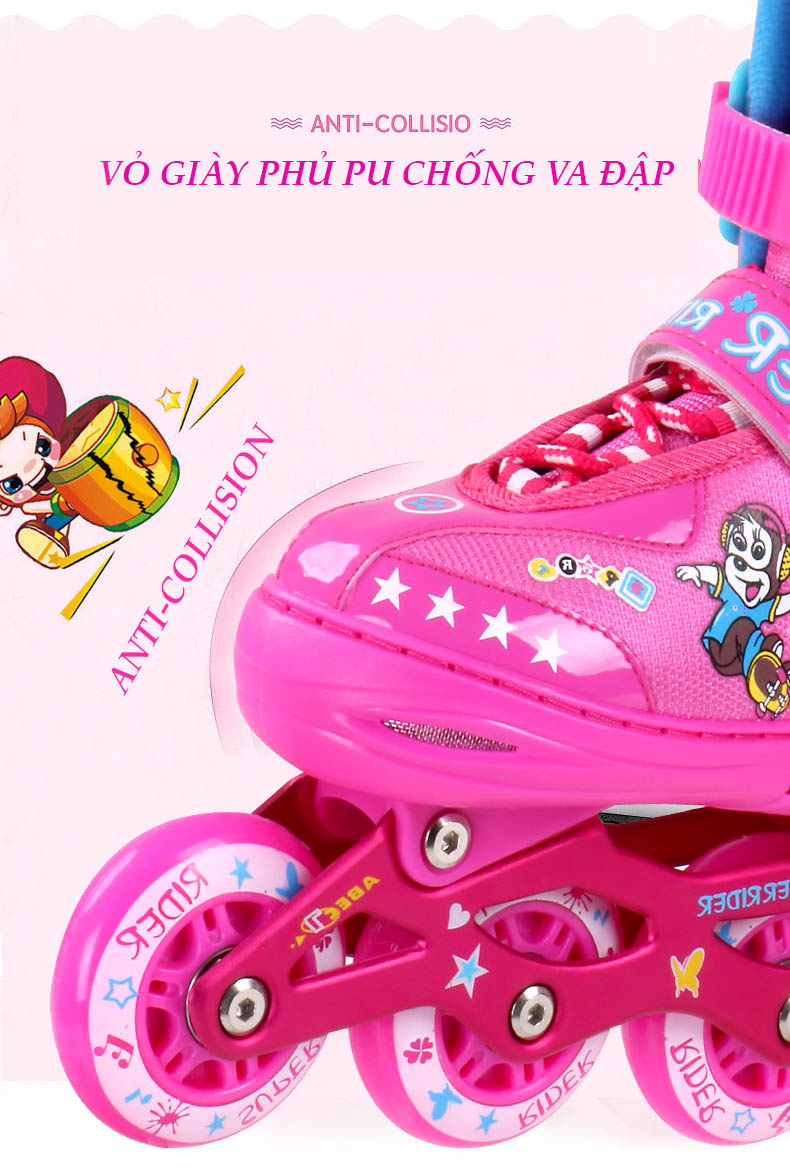 Giày patin trẻ em cao cấp bánh xe PU trượt êm và mượt cả 8 bánh full đèn led -Tặng balo đựng giày chất lượng cùng hãng, đồ bảo hộ 7 món và đầy đủ phụ kiện chơi kèm theo