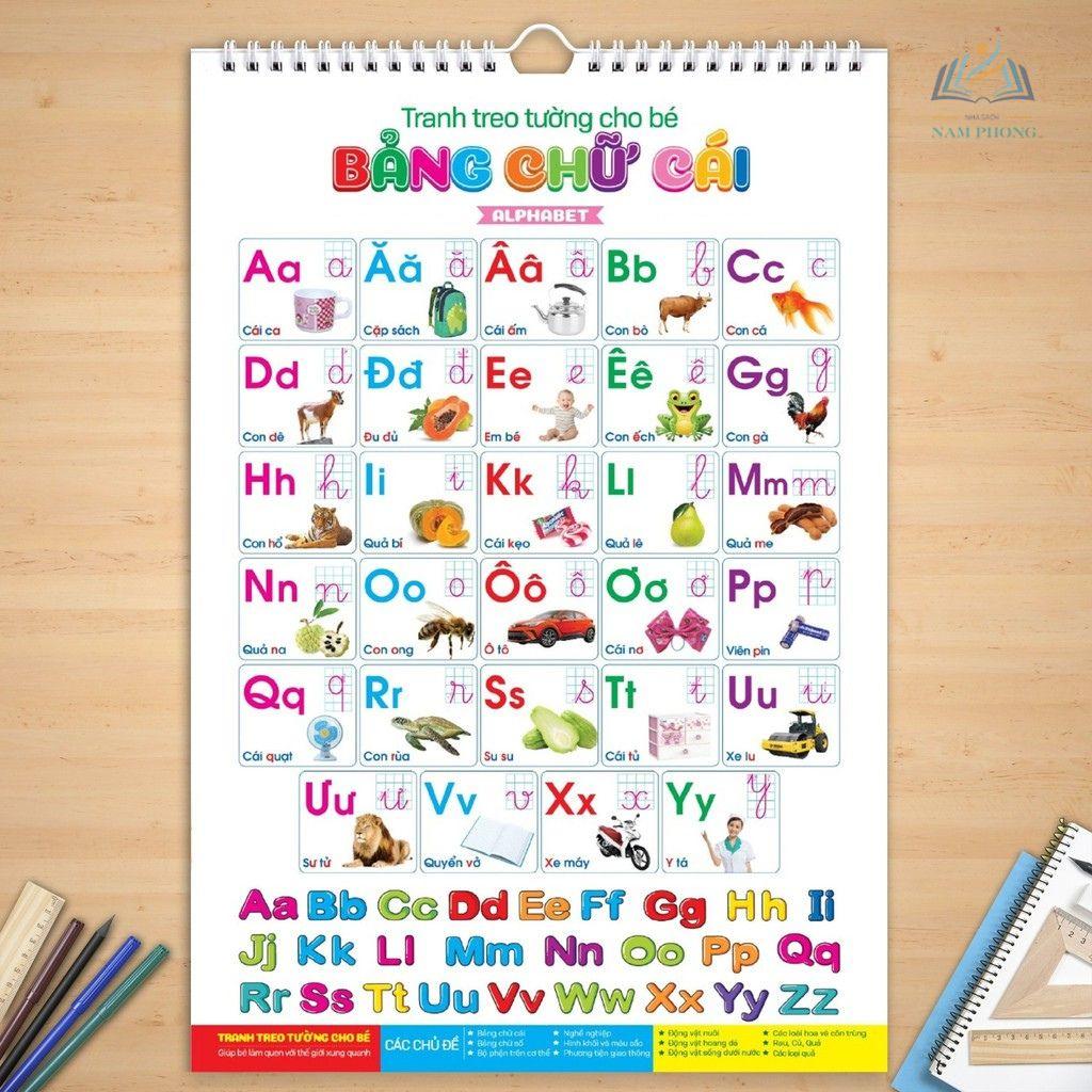 Bộ Tranh Học Treo Tường Song Ngữ Anh Việt 14 Chủ Đề - Cho Bé 0 6 Tuổi - Quét Mã QR