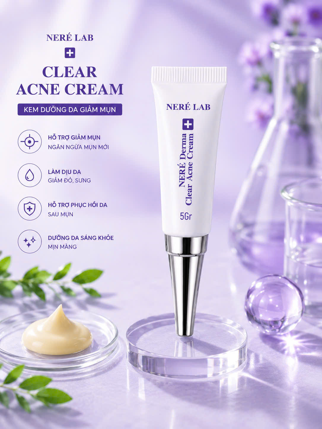 Kem Dưỡng Giảm Mụn Clear Acne 5g - Hỗ trợ giảm mụn, Làm sạch da, Giảm đỏ