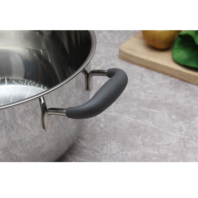 Nồi Inox Quai Silicone Thân Cool 3 Đáy 20cm Fivestar N20-3DC - Hàng Chính Hãng