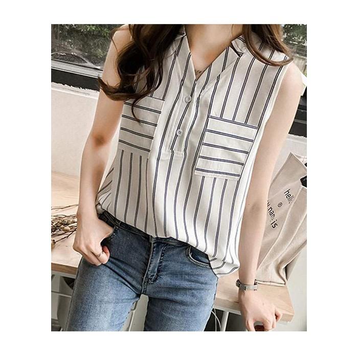 Áo sơ mi nữ cổ v 2 túi sm28