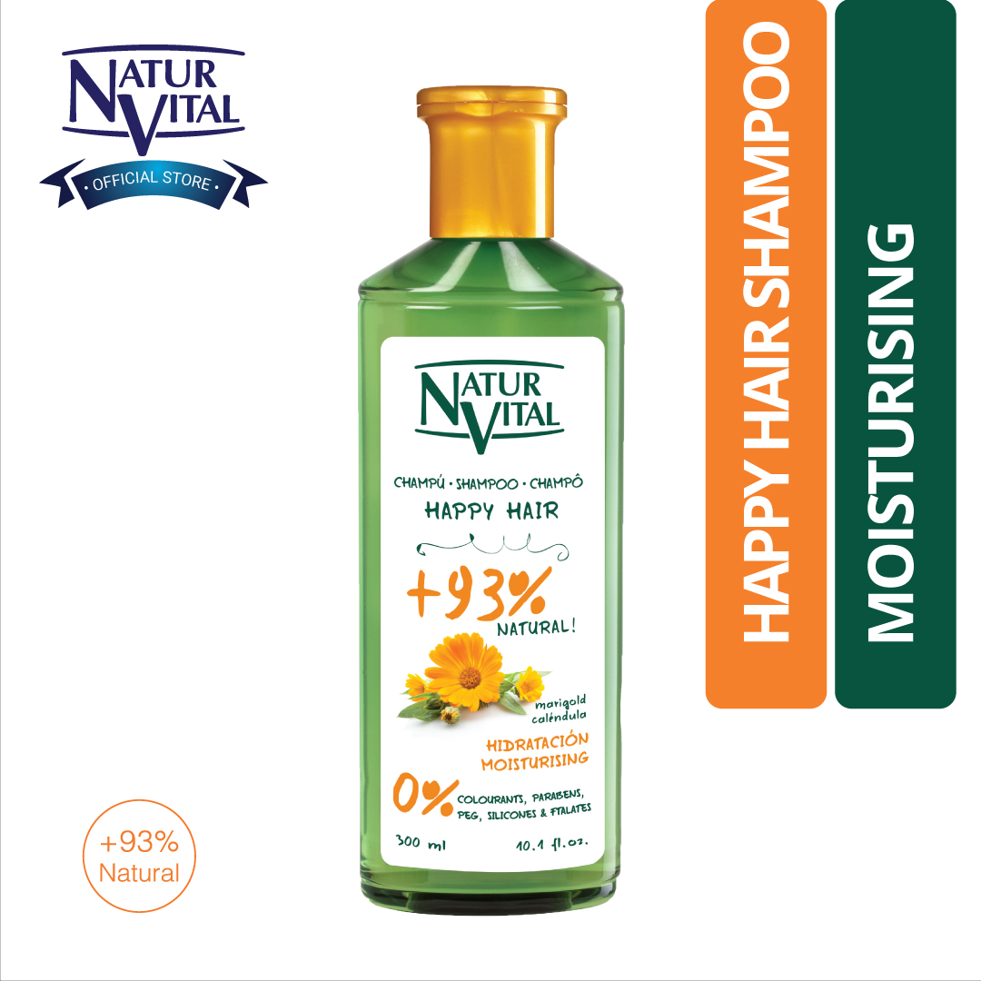 Dầu Gội Hữu Cơ NaturVital Happy Hair Chiết Xuất Cúc Vạn Thọ Giúp Dưỡng Ẩm, Làm Dày Tóc, Giảm Thiểu Bong Tróc & Khô Da Dầu