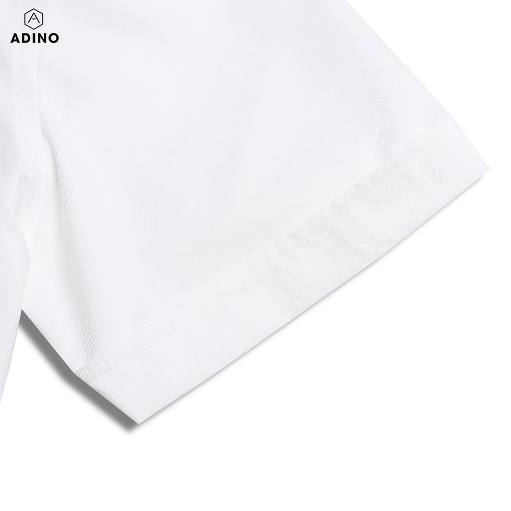 Áo sơ mi nam ngắn tay màu trắng kem ADINO vải nến lụa sợi sồi modal dáng công sở slimfit hơi ôm trẻ trung CT100