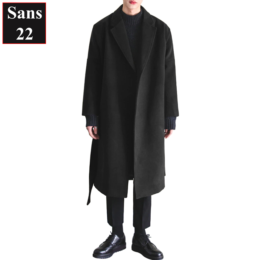 Áo măng tô nam form rộng Sans22 khoác dạ blazer dáng dài mangto hàn quốc đen bigsize to cỡ lớn 3xl 4xl 5xl 80kg 90kg 100kg