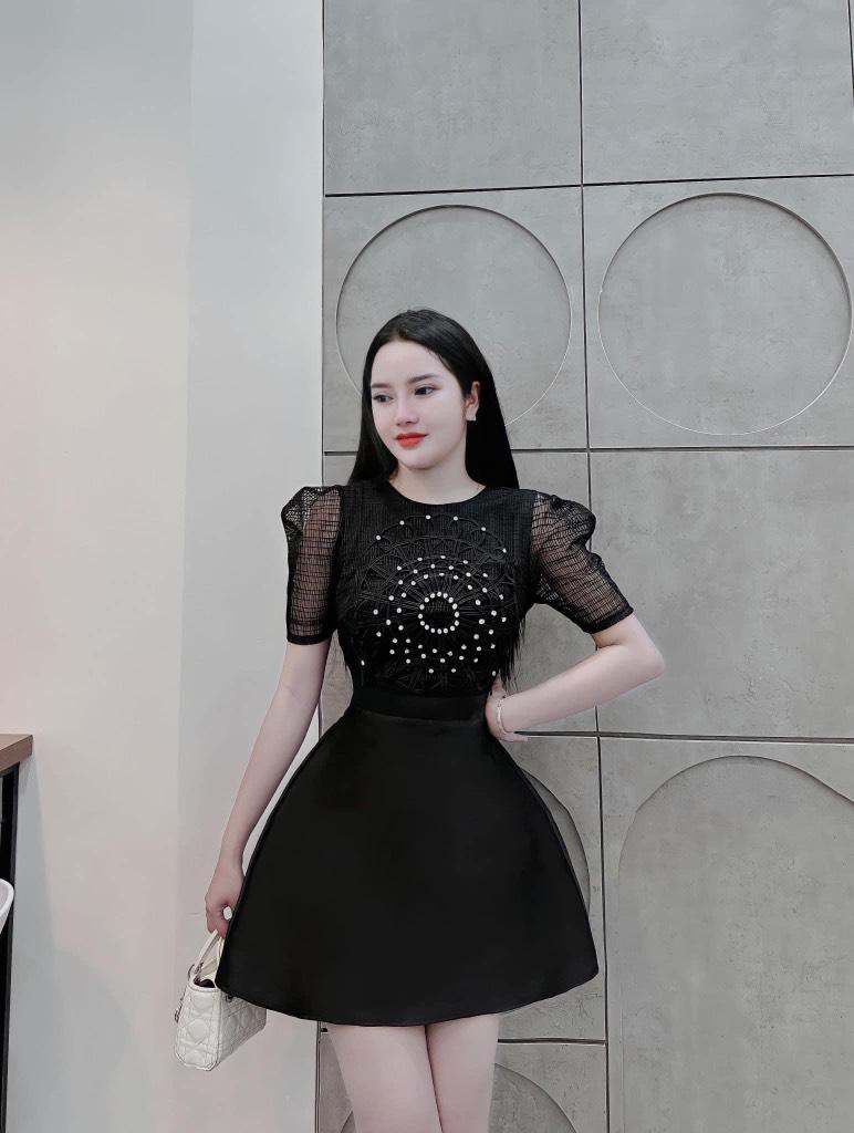 Đầm xòe phối ren lưới bigsize
