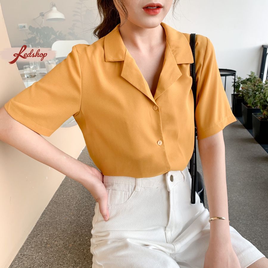 Áo sơ mi nữ basic tay lỡ cổ vest phong cách Hàn Quốc Red Shop 28724