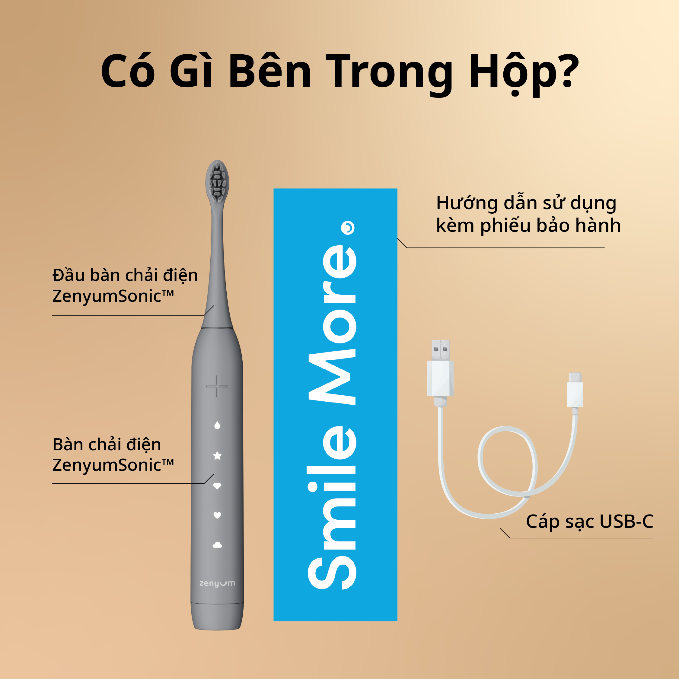 Bộ Bàn Chải Điện Zenyum Sonic 2.0 + 3 Đầu Thay Thế Công nghệ Singapore - Màu Tím
