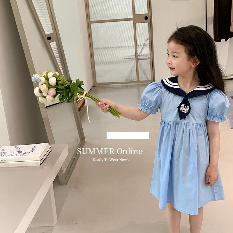 TA30214 Áo váy xanh somi có cổ Ambb V027 cho bé
