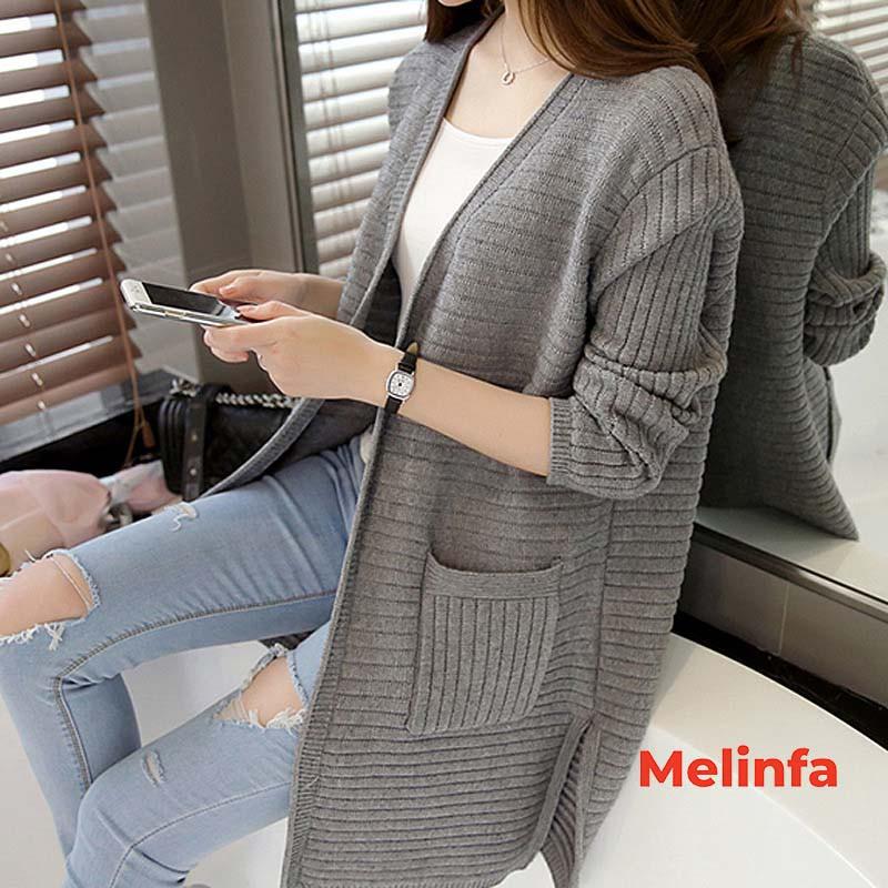 Áo len cardigan nữ, áo khoác len cardigan dáng dài sẻ tà kiểu dáng basic chất len mềm mịn co giãn thoải mái mã A0232