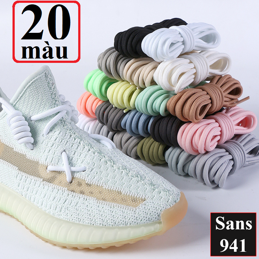 Dây giày thể thao sneaker đủ màu nhiều size dài 100cm 120cm 140cm nam nữ bản tròn trơn cỡ to 5mm shoelaces 1 đôi Sans941