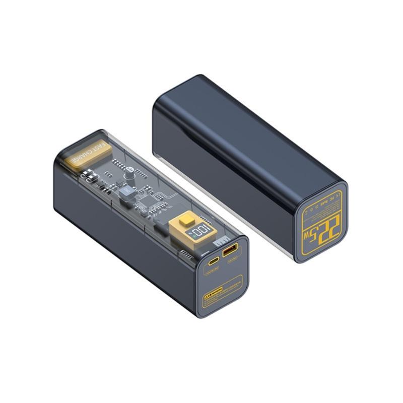8 cái 21700 PD 22.5W Pin Power Bank Sạc pin polymer nhanh Màu LCD: Đen