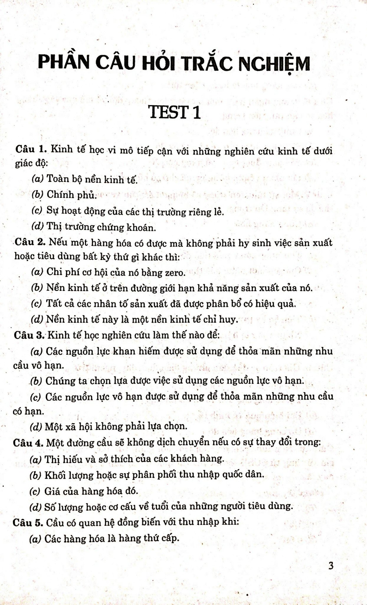 500 Câu Hỏi Trắc Nghiệm Kinh Tế Học Vi Mô