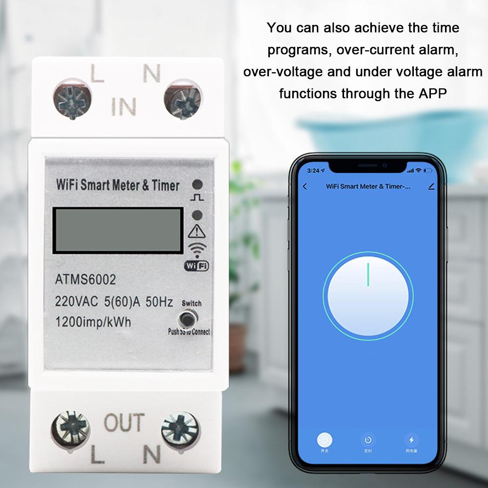 Tuya WiFi Intelligent Electric Meter Intelligent Energy Meter Timer Home Electric Meter Mobilephone APP Remotes Control No Need Manual Meter Reading Intelligent Home Electric Meter