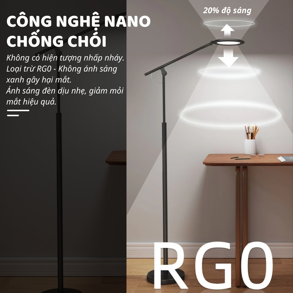 Đèn sàn LED bảo vệ mắt thông minh Ergo Edge chống cận để học tập, làm việc, đọc sách