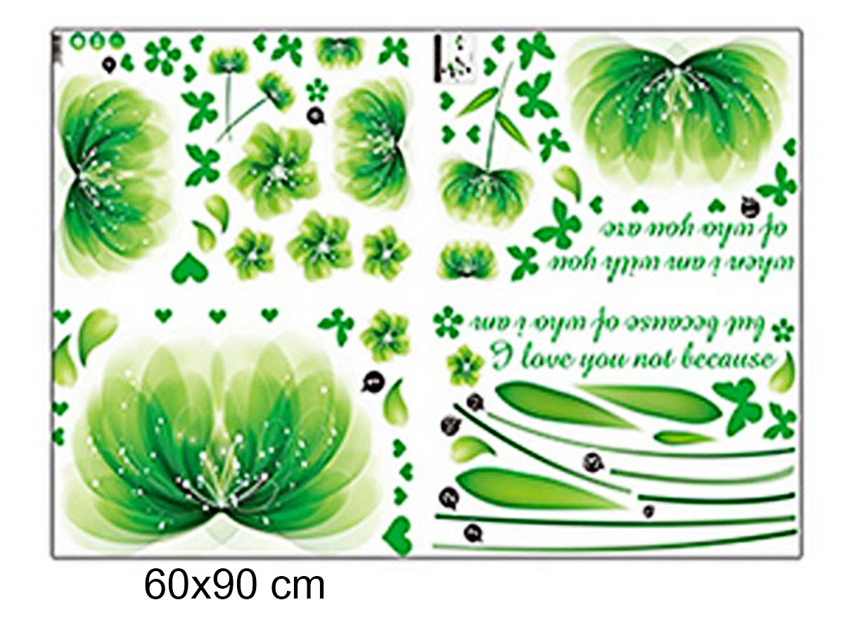 Decal dán tường cành pha lê xanh