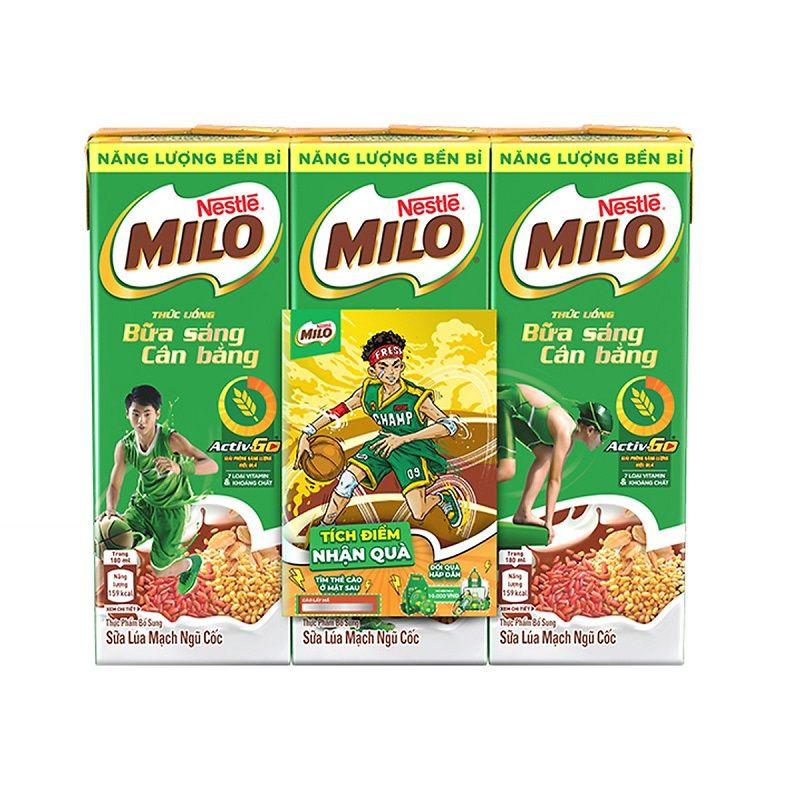 Lốc 3 Hộp Sữa Lúa Mạch Nestlé Milo Bữa Sáng Cân Bằng 180mlHộp – 8934804039220