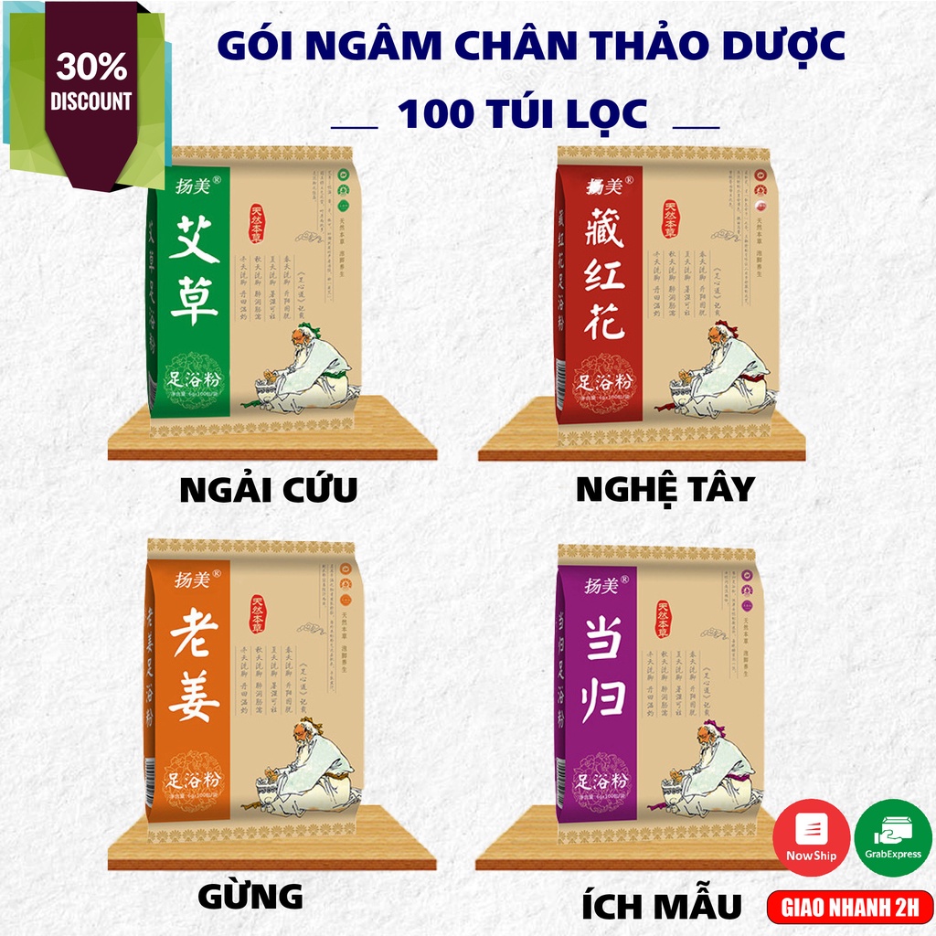 Bộ 100 túi thảo dược ngâm chân thải độc giúp giảm mệt mỏi, tăng cường sức đề kháng - Hàng Chính Hãng