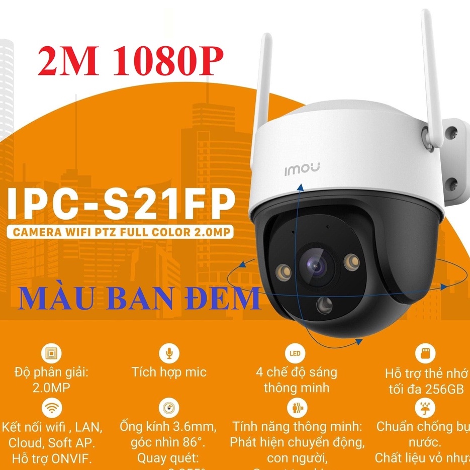 Camera WIFI Ngoài Trời IMOU S21FP S41FP có màu ban đêm, xoay 360 độ - Hàng chính hãng