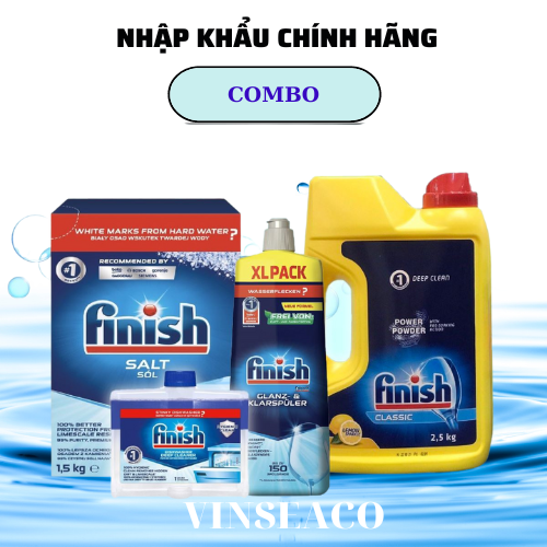 COMBO FINISH: Bột 2,5kg + Muối 1,5kg + Bóng 750ml + Vệ sinh 250ml