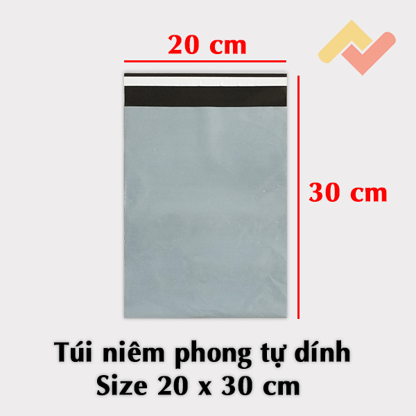 Túi Gói Hàng Niêm Phong Tự Dính Size 20 x 30 cm Màu Xám Bóng Cao Cấp