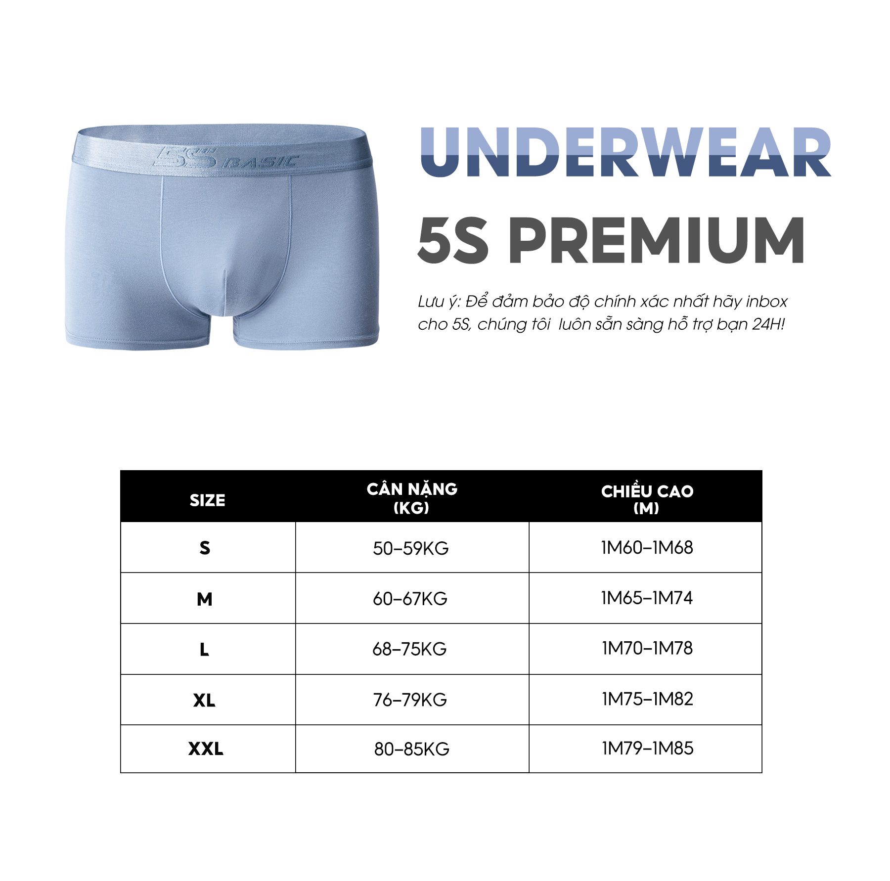 Quần Lót Nam Boxer 5S, Chất Vải Sồi Cao Cấp, Mềm Mát, Nhẹ, Kháng Khuẩn, Thấm Hút Tốt