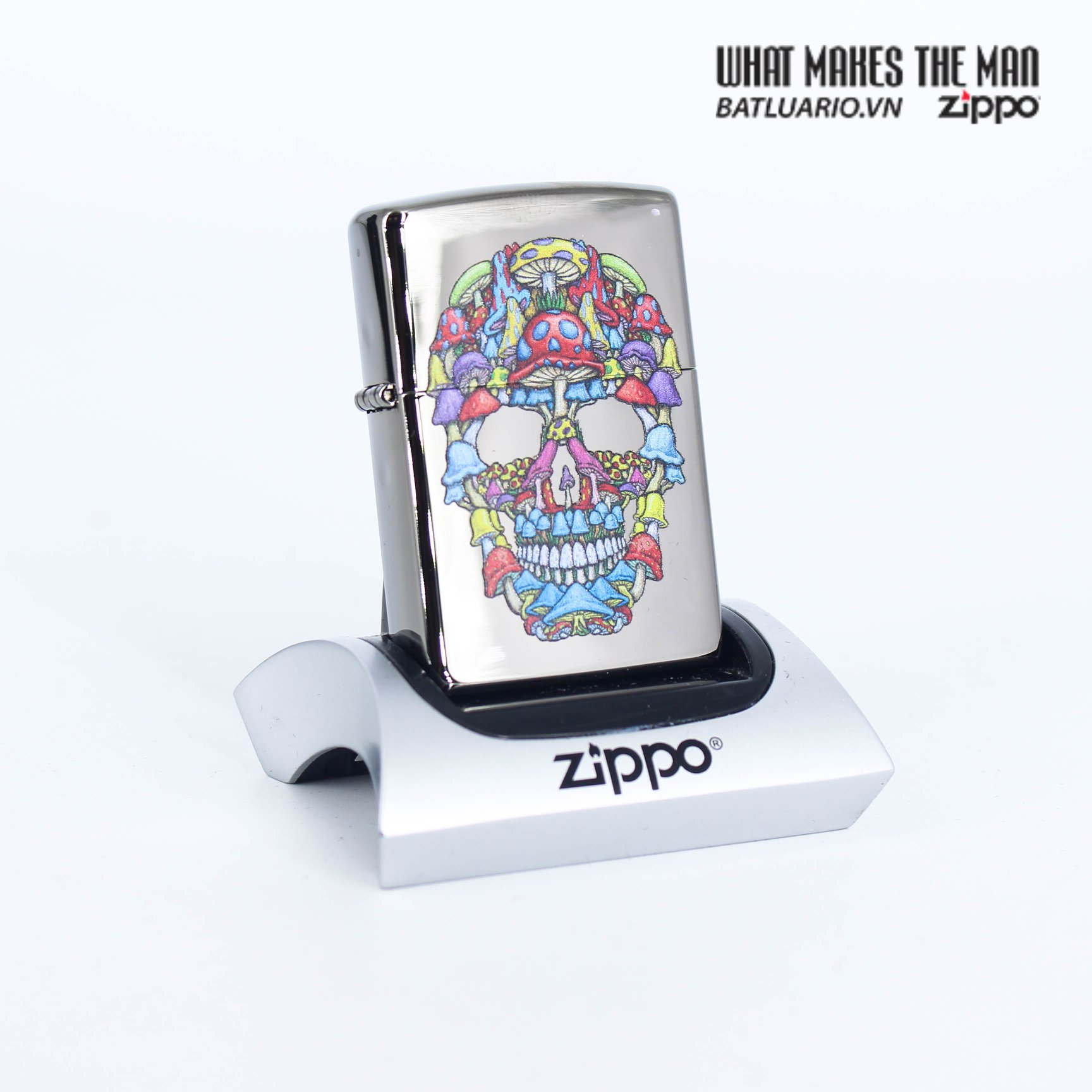 Bật Lửa Zippo 49135 – Zippo Mushroom Skull Design Black Ice