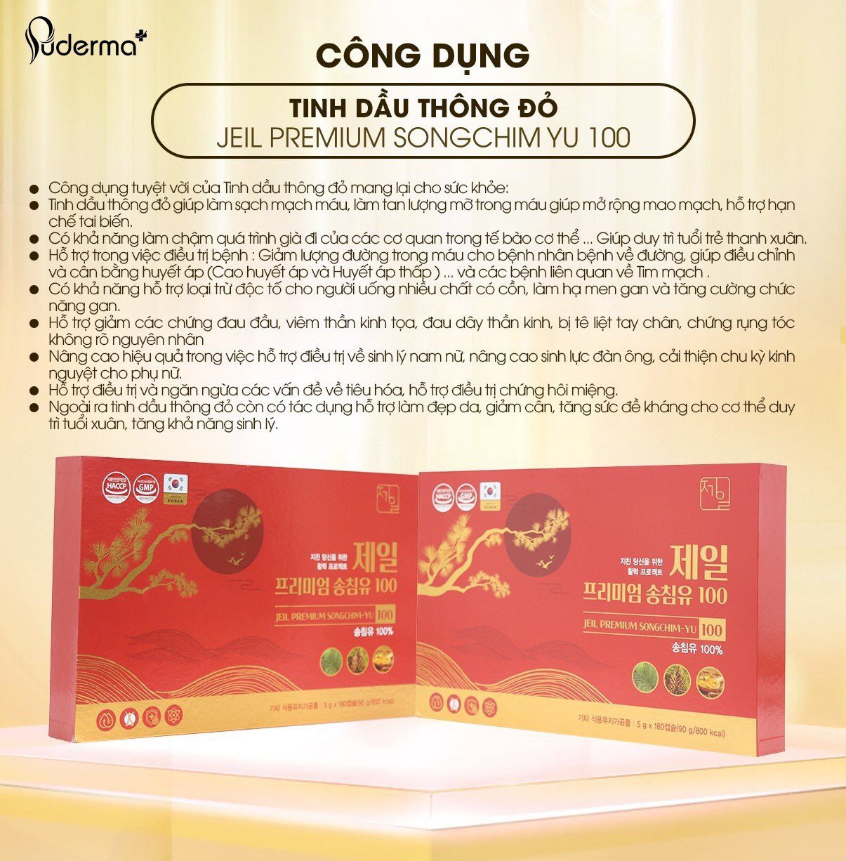 Tinh Dầu Thông Đỏ Hàn Quốc Jeil Premium Singchin YU 100 : Tan mỡ máu, hạ men gan, điều hóa huyết áp.