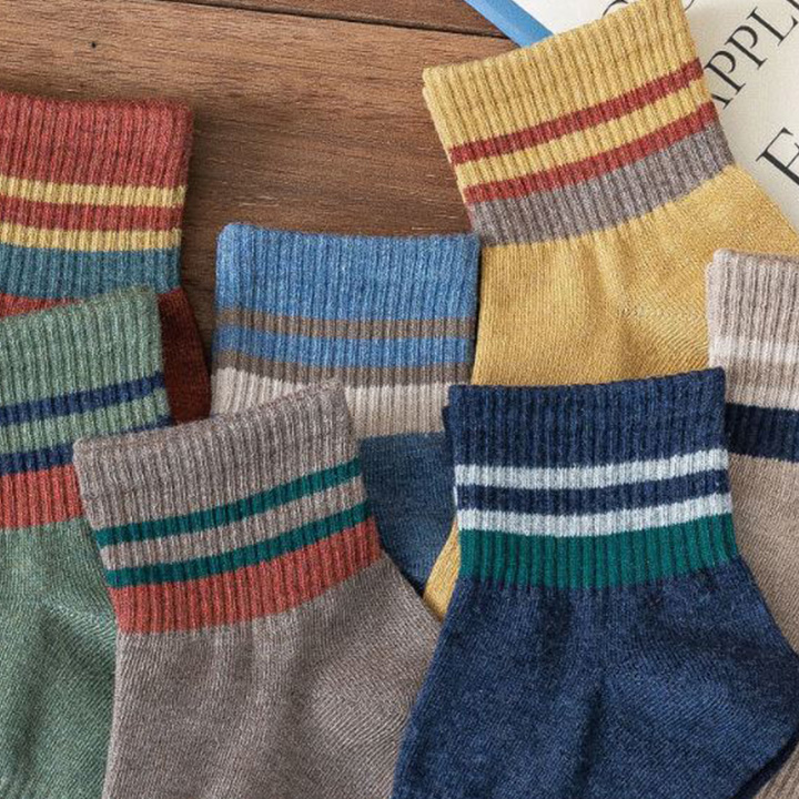 Combo 5 Đôi Tất Viền Cổ Thể Thao Nam Nữ Vớ Nam Nữ Cổ Trung Chất Liệu Sợi Cotton
