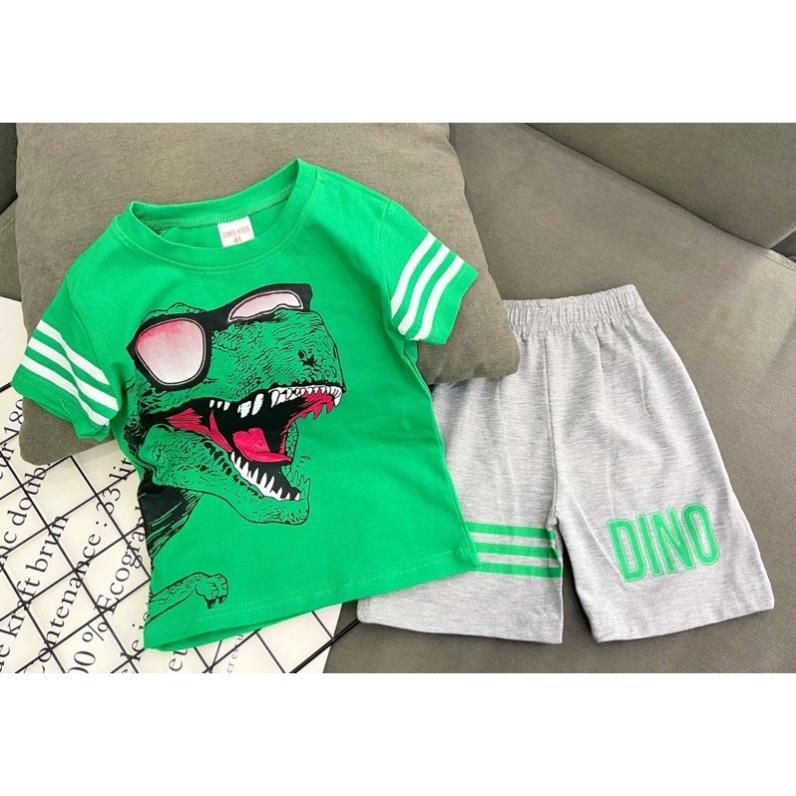 Bộ ngắn bé trai size đại thun cotton in hình cá tính - pikakids