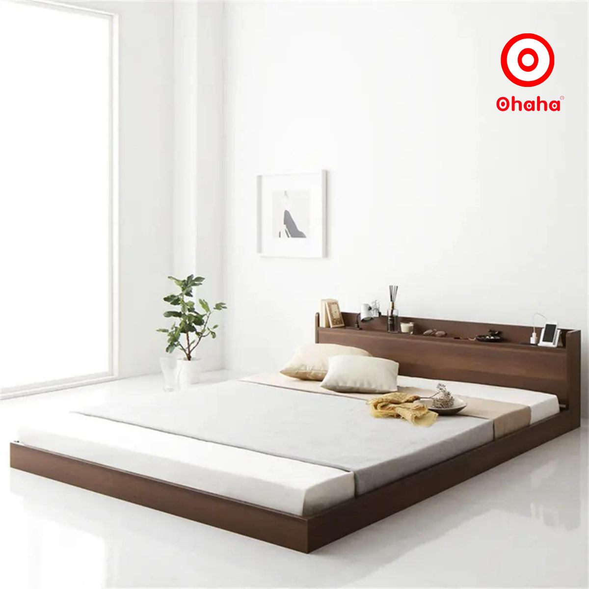 [Kèm Ảnh Thực Tế - Miễn phí vận chuyển &amp; Lắp đặt] Giường ngủ bệt thông minh kiểu Nhật cao cấp gỗ công nghiệp Ohaha - GB013