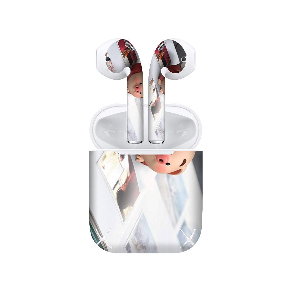 Miếng dán skin chống bẩn cho tai nghe AirPods in hình Heo con dễ thương - HEO2k19 - 025 (bản không dây 1 và 2)